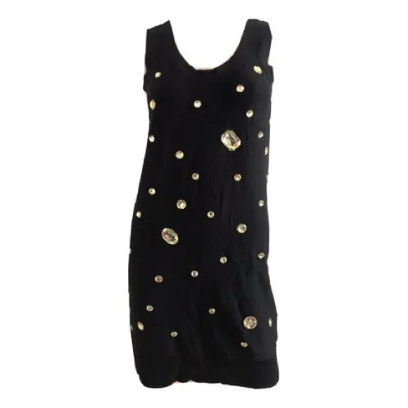 SONIA RYKIEL H&M RARE BLACK COTTON JEWEL PARTY DRESS SMALL - Picture 6 of 6